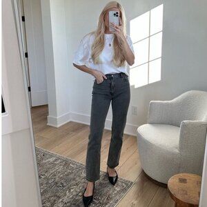 Abercrombie & Fitch Black  Ultra High Rise Ankle Straight Jeans in size 24